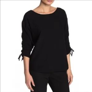 Max Studio Ruched Tie 3/4th Length Sleeve Sweater