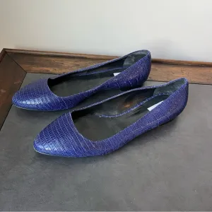 MaxMara Piombo Blue Leather Pointed Flats EUR 39.5 Max Mara Italy