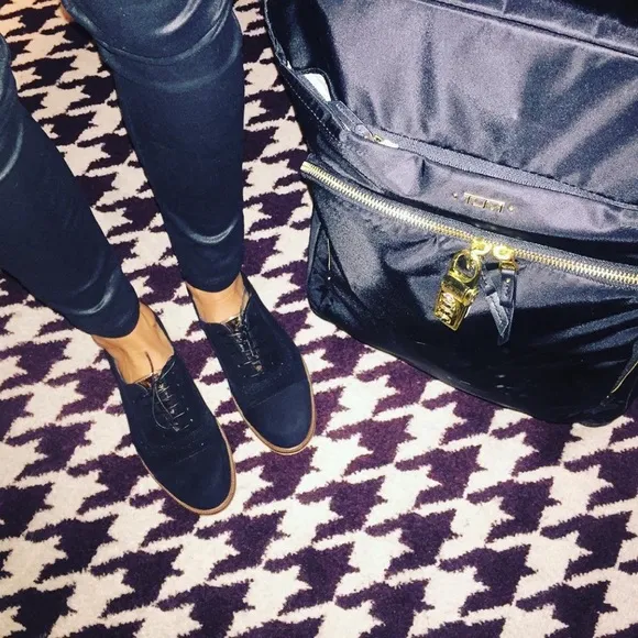 MEANDHER Black LULU OXFORD BROGUE STYLE Grosgrain with Patent Leather Toe Cap