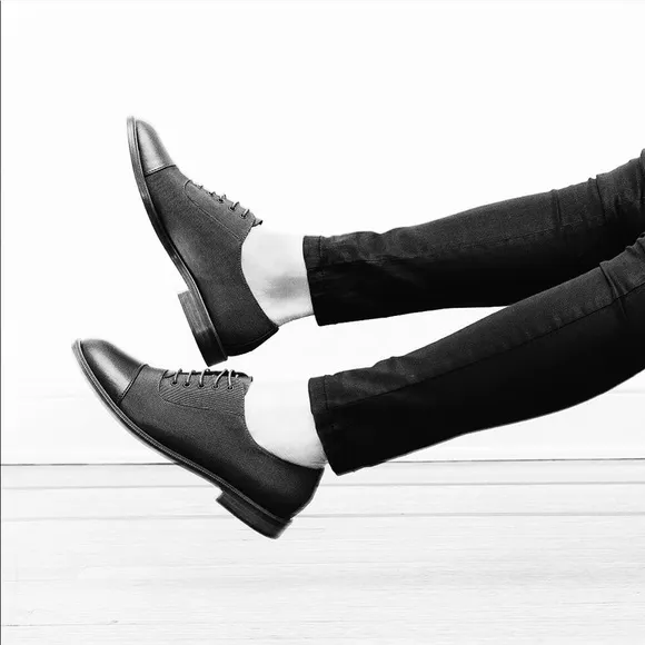 MEANDHER Black LULU OXFORD BROGUE STYLE Grosgrain with Patent Leather Toe Cap