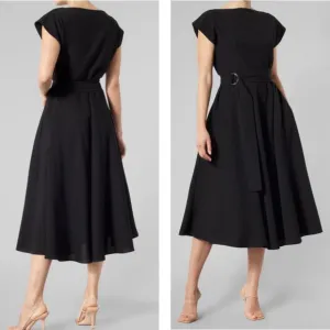 MEEM LABEL Stine Mido Dress Size Large Pockets Slip On Full Skirt LBD No Belt