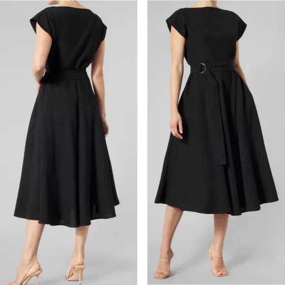 MEEM LABEL Stine Mido Dress Size Large Pockets Slip On Full Skirt LBD No Belt