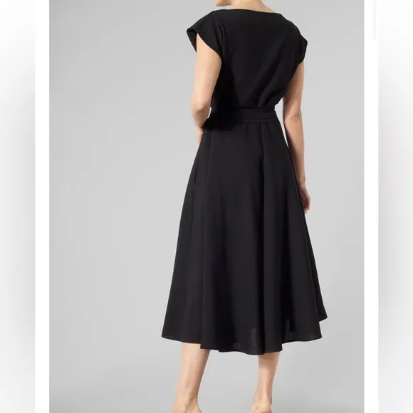 MEEM LABEL Stine Mido Dress Size Large Pockets Slip On Full Skirt LBD No Belt