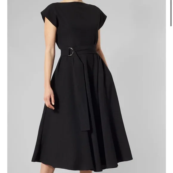 MEEM LABEL Stine Mido Dress Size Large Pockets Slip On Full Skirt LBD No Belt