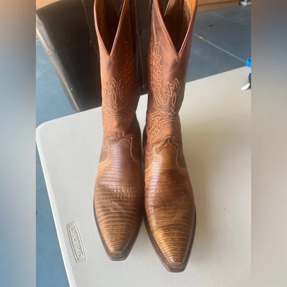 Men Lucchese 1883 N1004 old nugget/peanut lizard skin western boots size 10 D