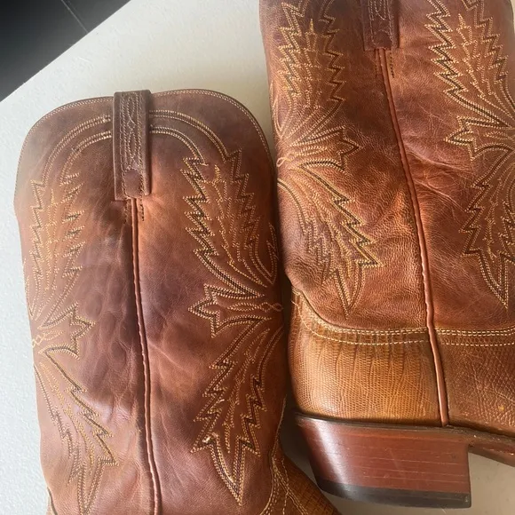 Men Lucchese 1883 N1004 old nugget/peanut lizard skin western boots size 10 D