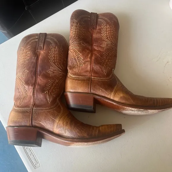 Men Lucchese 1883 N1004 old nugget/peanut lizard skin western boots size 10 D