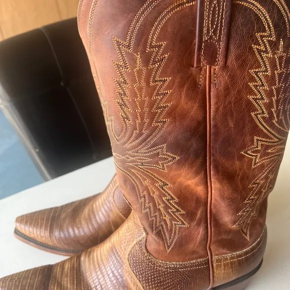 Men Lucchese 1883 N1004 old nugget/peanut lizard skin western boots size 10 D