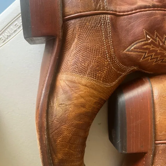 Men Lucchese 1883 N1004 old nugget/peanut lizard skin western boots size 10 D