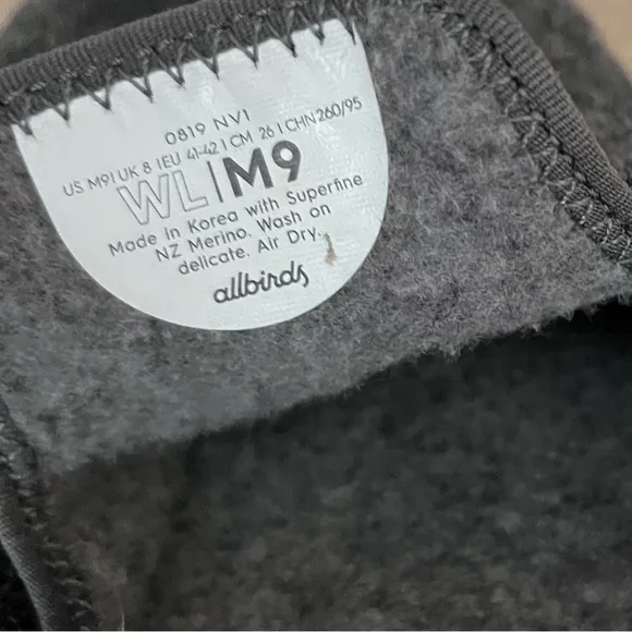 Men’s 9 Allbirds Wool Loungers Natural Gray - Dark Grey Sole - Slip on Shoes