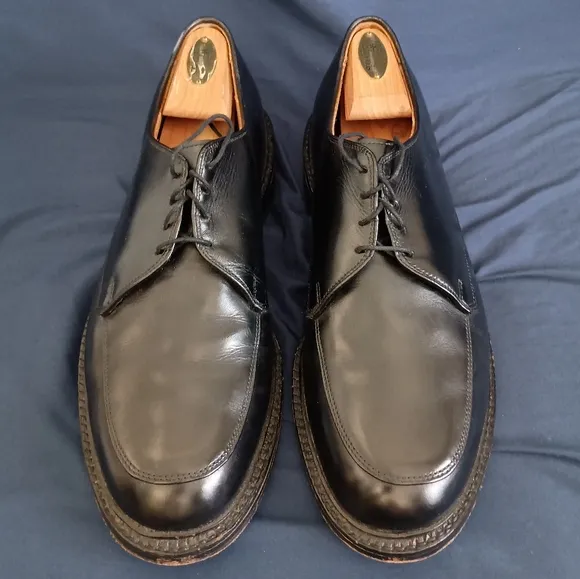 Mens Allen Edmonds Brentwood Black Leather Apron Toe Dress Shoes Made in USA