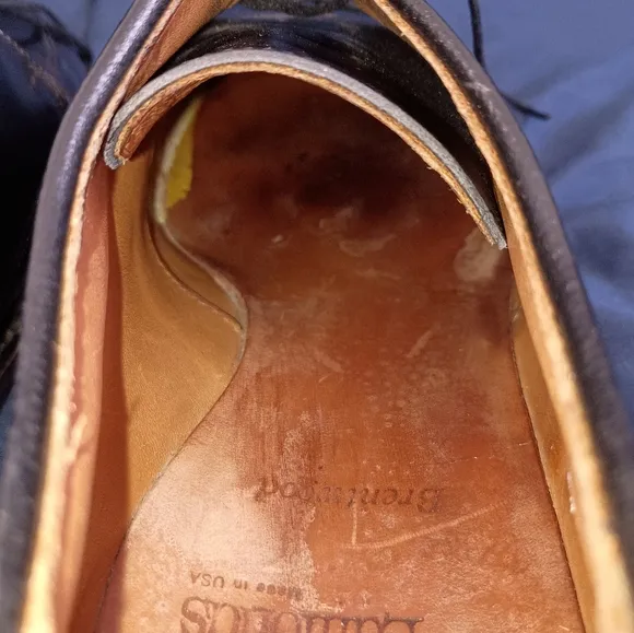 Mens Allen Edmonds Brentwood Black Leather Apron Toe Dress Shoes Made in USA