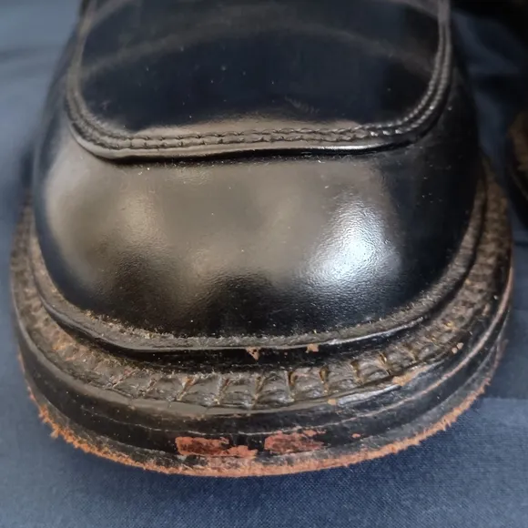 Mens Allen Edmonds Brentwood Black Leather Apron Toe Dress Shoes Made in USA