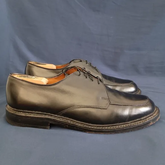 Mens Allen Edmonds Brentwood Black Leather Apron Toe Dress Shoes Made in USA
