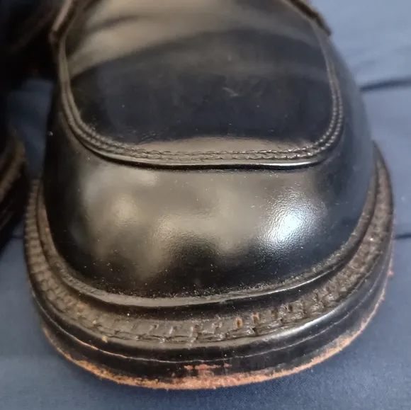 Mens Allen Edmonds Brentwood Black Leather Apron Toe Dress Shoes Made in USA