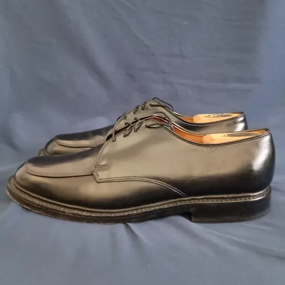 Mens Allen Edmonds Brentwood Black Leather Apron Toe Dress Shoes Made in USA