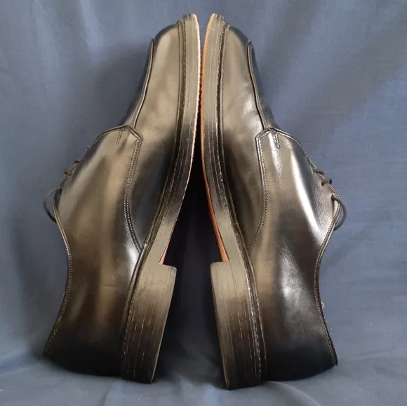 Mens Allen Edmonds Brentwood Black Leather Apron Toe Dress Shoes Made in USA