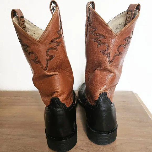 Men's Ariat Brown and Black Leather Cowboy Boots