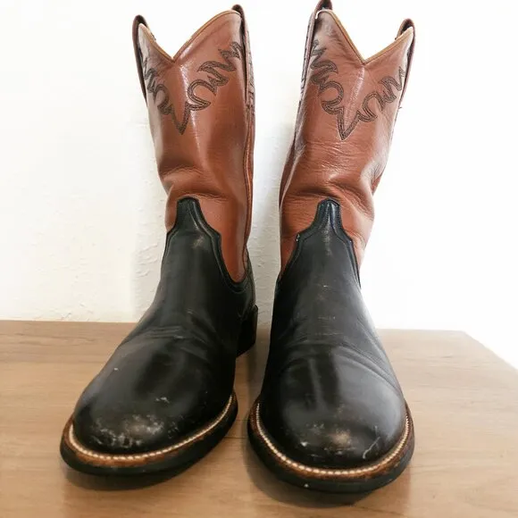 Men's Ariat Brown and Black Leather Cowboy Boots
