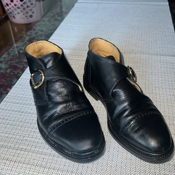 Men’s Bally ,gold buckle ,ankle boots size 7, men’s boots, soft leather