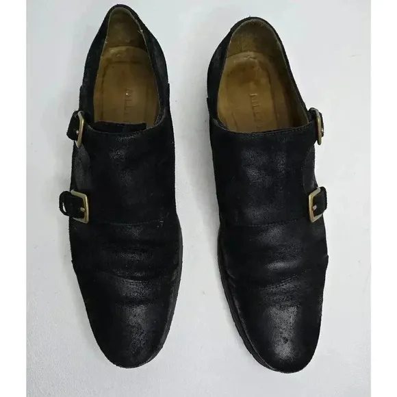 Men's Billy Reid Double Monk Strap Suede Dress Shoes SZ 8.5 Made in Italy