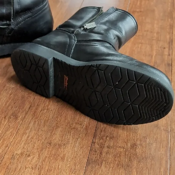 Mens Black Leather Ankle Boots with Buckle