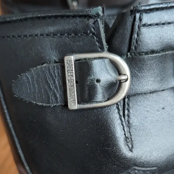 Mens Black Leather Ankle Boots with Buckle