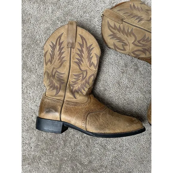 Mens Boots Ariat Stockman Cowboy Western Boots Brown 34912 Leather Size 12 D