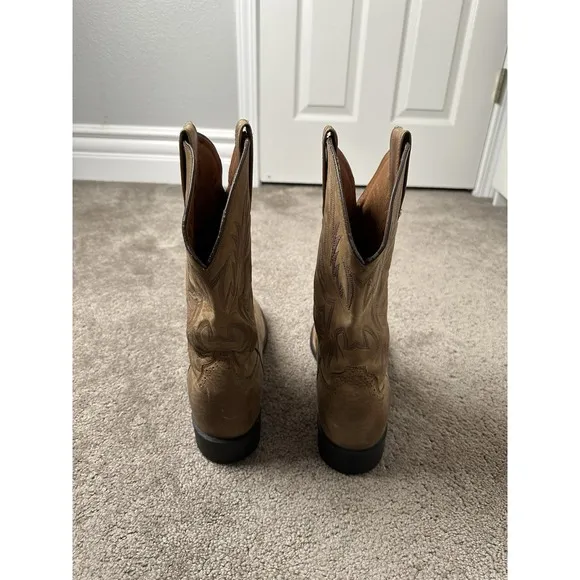 Mens Boots Ariat Stockman Cowboy Western Boots Brown 34912 Leather Size 12 D