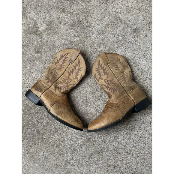 Mens Boots Ariat Stockman Cowboy Western Boots Brown 34912 Leather Size 12 D