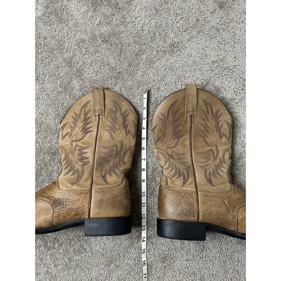 Mens Boots Ariat Stockman Cowboy Western Boots Brown 34912 Leather Size 12 D