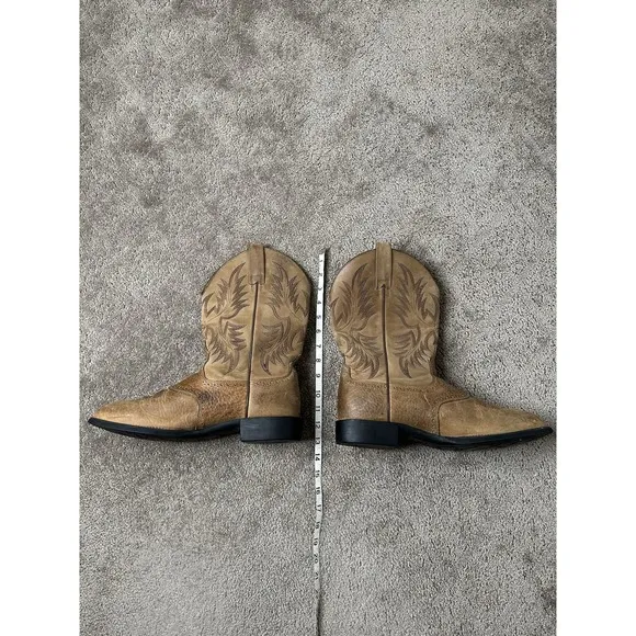 Mens Boots Ariat Stockman Cowboy Western Boots Brown 34912 Leather Size 12 D