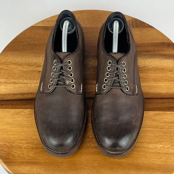 Mens Cole Haan Brown Leather Plain Toe Lug Sole Derby Dress Shoes‎ Size 8 M GUC