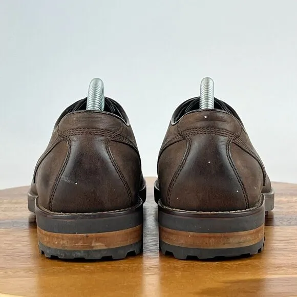 Mens Cole Haan Brown Leather Plain Toe Lug Sole Derby Dress Shoes‎ Size 8 M GUC