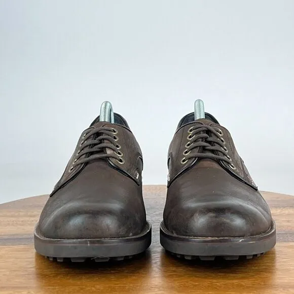 Mens Cole Haan Brown Leather Plain Toe Lug Sole Derby Dress Shoes‎ Size 8 M GUC