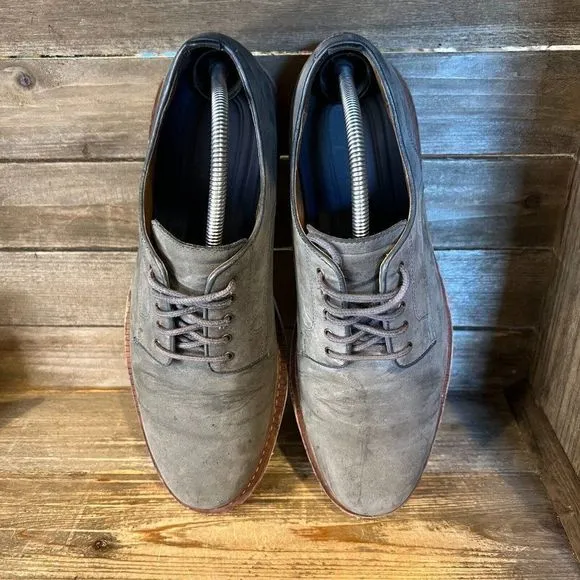 Mens Cole Haan Tanner Plain Toe Gray Suede Derby Comfort Shoes Sneakers Size 10M