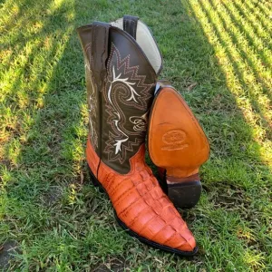 Mens Cowboy Boots Aligator Embossed Print Leather