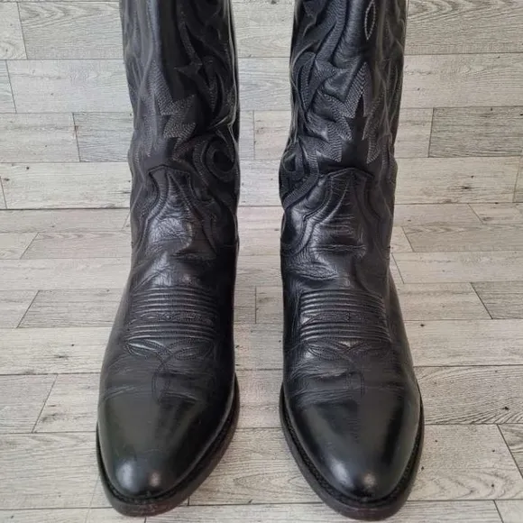 Men's Dan Post Milwaukee Western Black Leather Rodeo Cowboy Boots Size 9