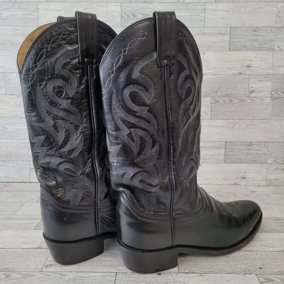 Men's Dan Post Milwaukee Western Black Leather Rodeo Cowboy Boots Size 9