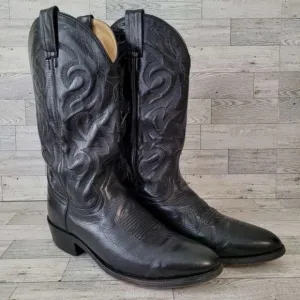 Men's Dan Post Milwaukee Western Black Leather Rodeo Cowboy Boots Size 9