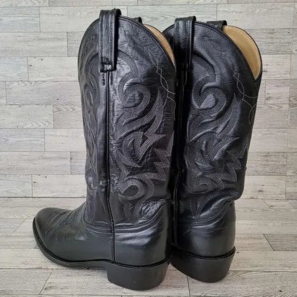 Men's Dan Post Milwaukee Western Black Leather Rodeo Cowboy Boots Size 9