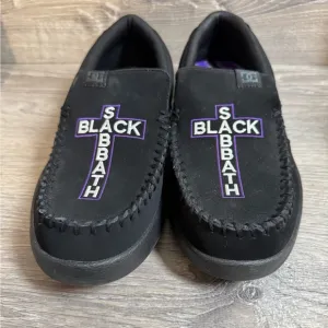 Men's DC Shoes X Black Sabbath Colab Black Nubuck Leather Slip On Shoes Size 11
