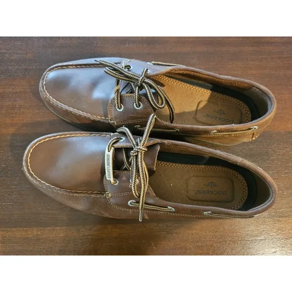 Men's Dockers Vargas Boat Shoe Brown Real Leather Size 12