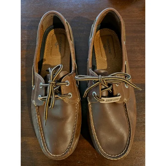 Men's Dockers Vargas Boat Shoe Brown Real Leather Size 12