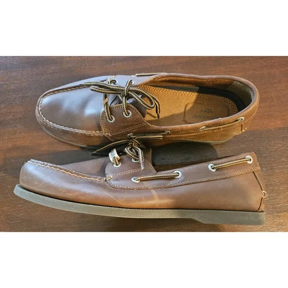 Men's Dockers Vargas Boat Shoe Brown Real Leather Size 12