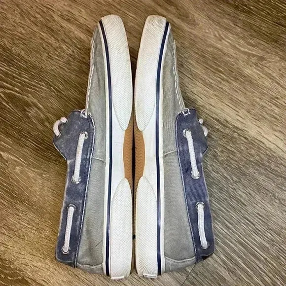 Mens Grey and Blue Sperry Boat Shoes - 9