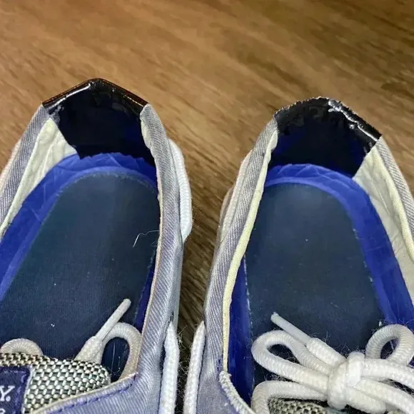Mens Grey and Blue Sperry Boat Shoes - 9