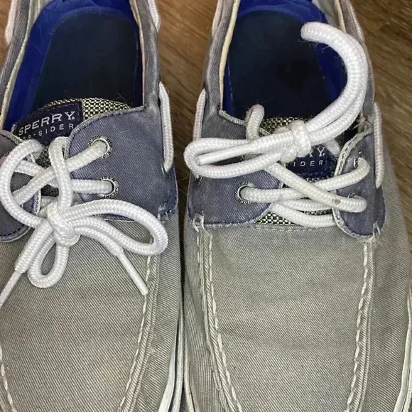 Mens Grey and Blue Sperry Boat Shoes - 9
