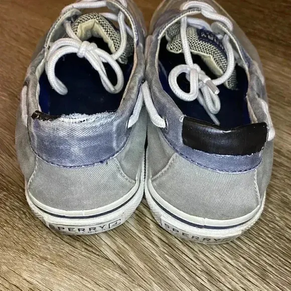 Mens Grey and Blue Sperry Boat Shoes - 9
