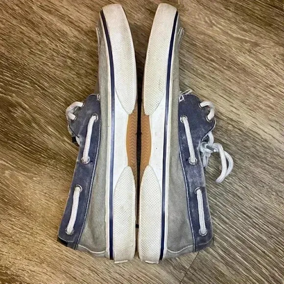 Mens Grey and Blue Sperry Boat Shoes - 9